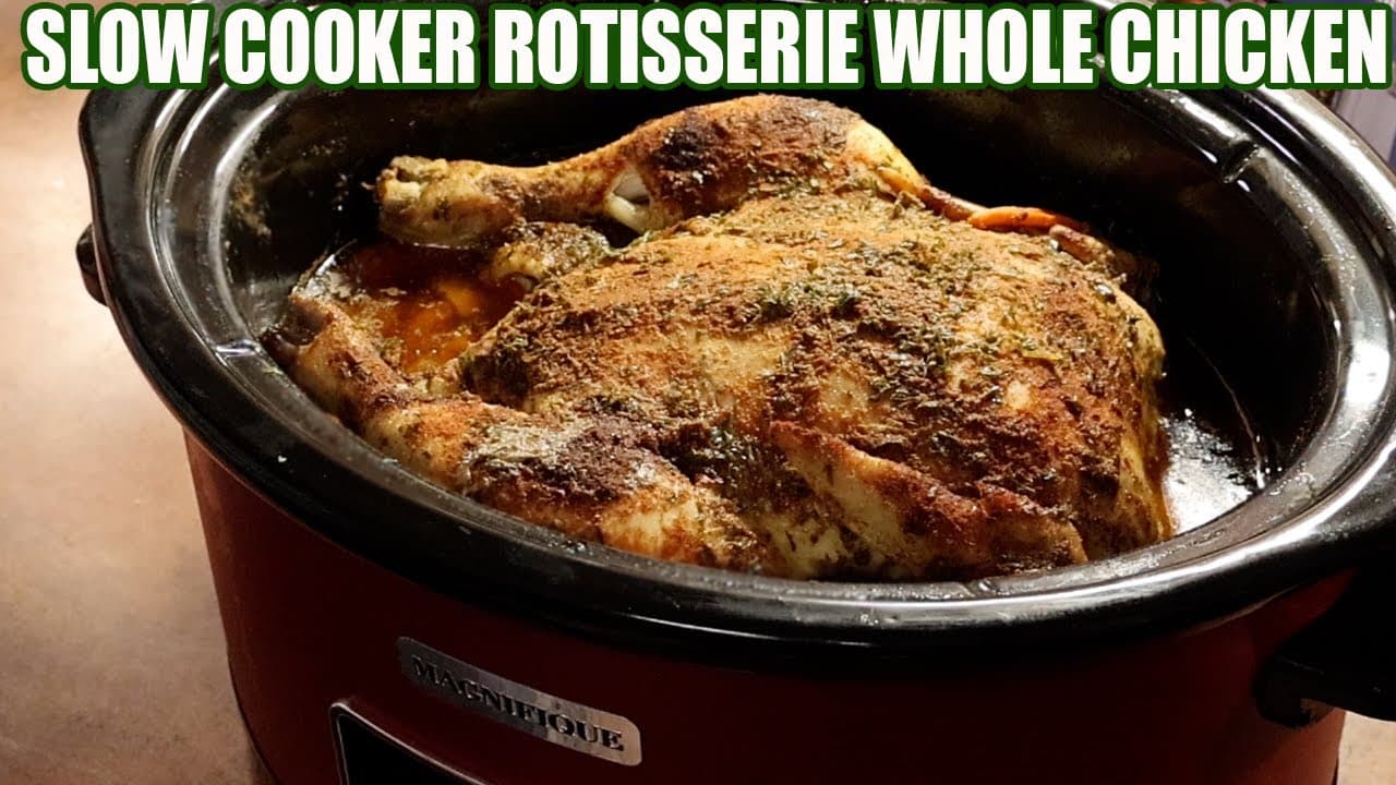 Video thumbnail: Slow Cooker Rotisserie Style Whole Chicken in Crockpot