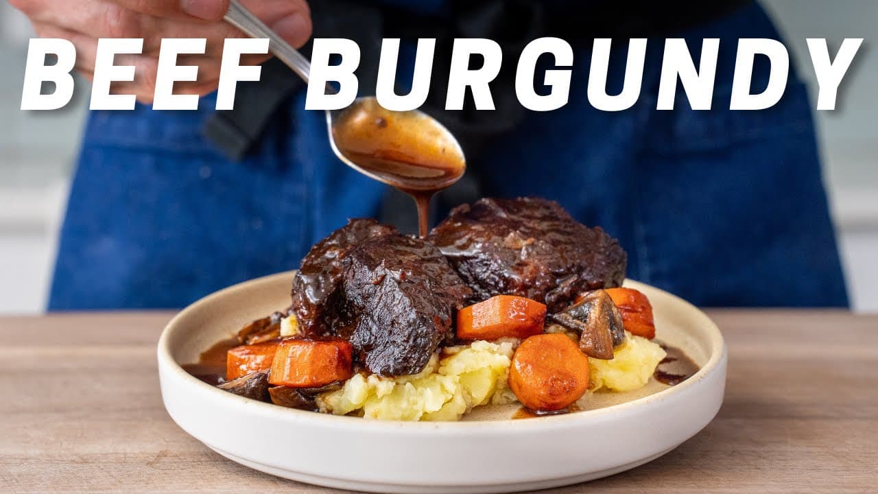 Video thumbnail: BEEF BOURGUIGNON (French Beef Stew)