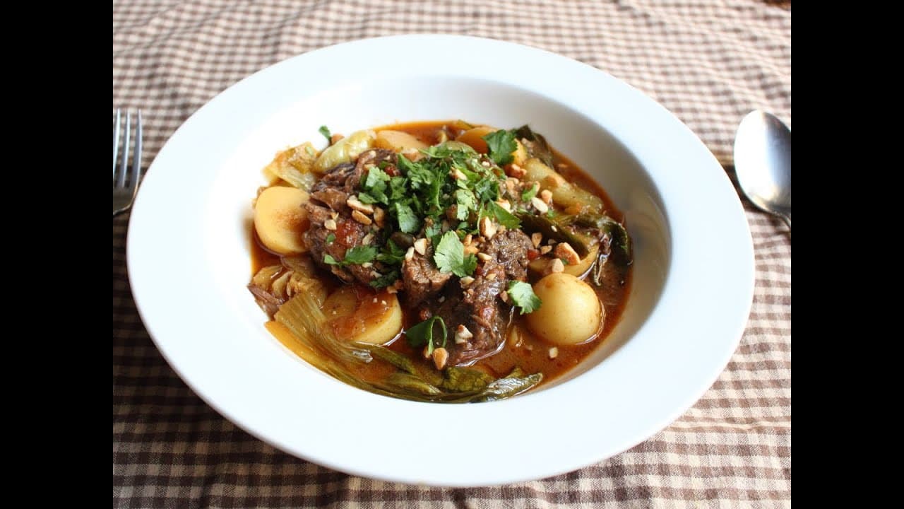 Video thumbnail: Slow Cooker Red Curry Beef Pot Roast - Spicy Braised Red Curry Beef Recipe