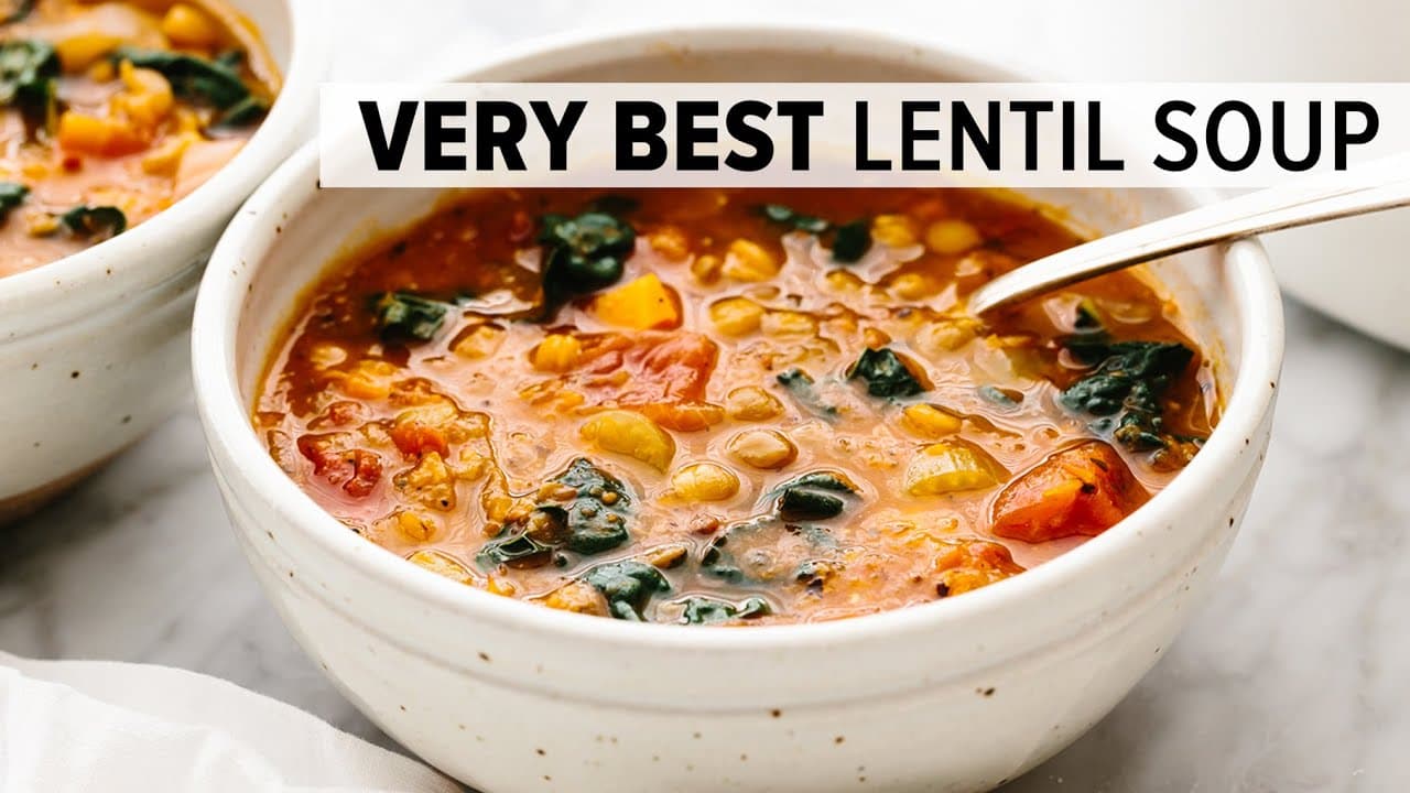 Video thumbnail: VERY BEST LENTIL SOUP | vegetarian one-pot lentil soup recipe