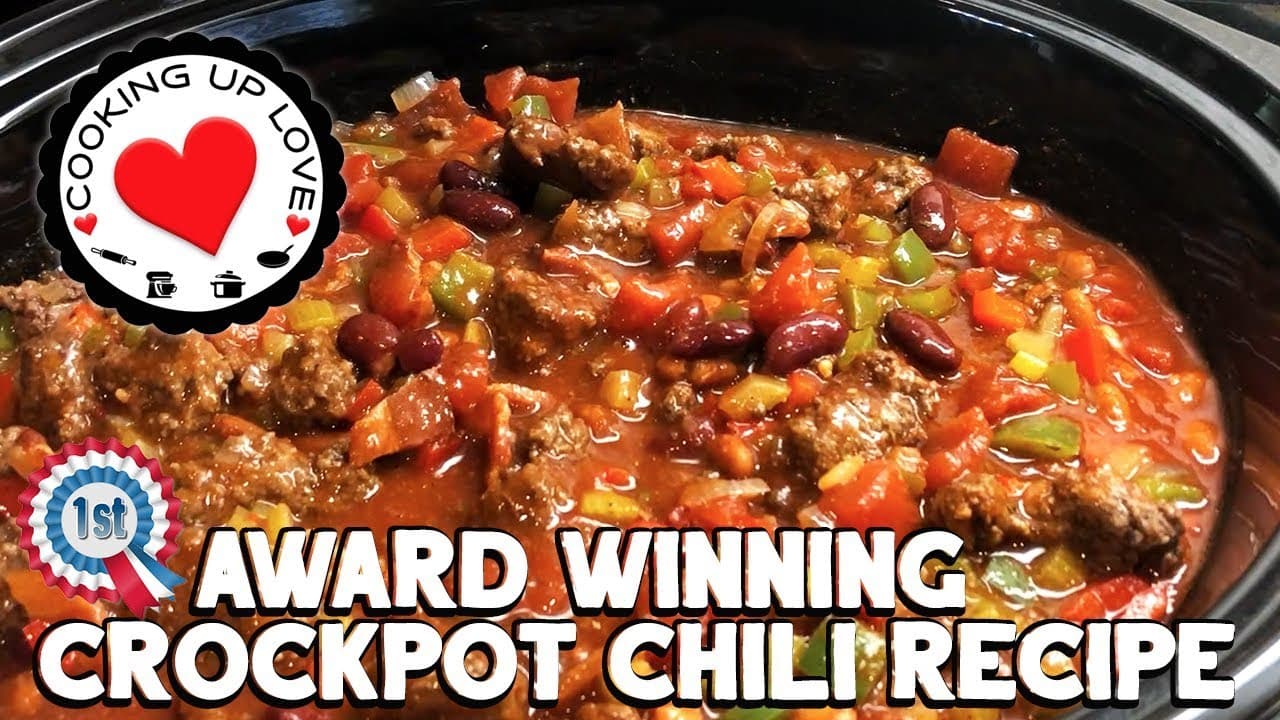 Video thumbnail: Crockpot Chili Recipe - Award Winning Chili Recipe | Potluck Recipes | Cooking Up Love
