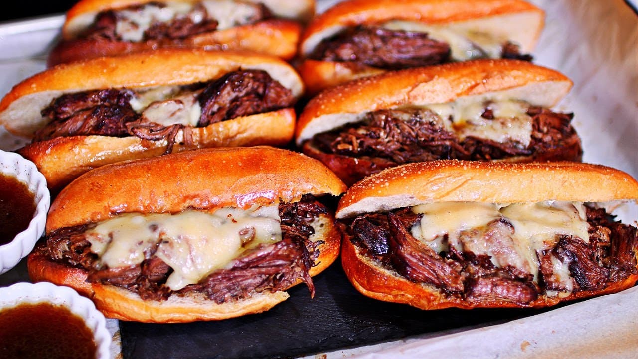 Video thumbnail: Slow Cooker Beef Pot Roast French Dip Sandwiches - French Dip Sandwiches Recipe