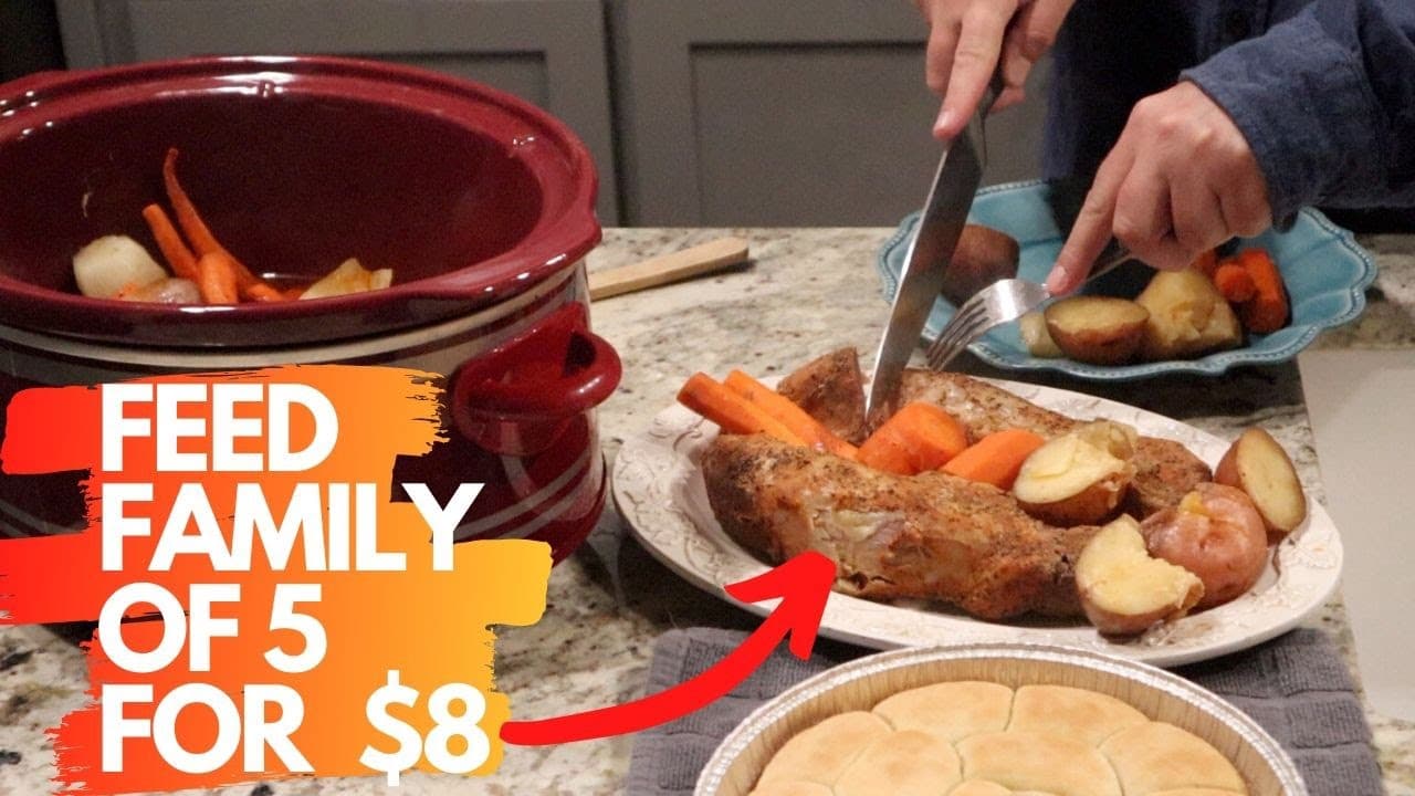 Video thumbnail: (Crockpot Drop & Go) Slow Cooked Pork Tenderloin & Veggies Cheap & Easy Meal