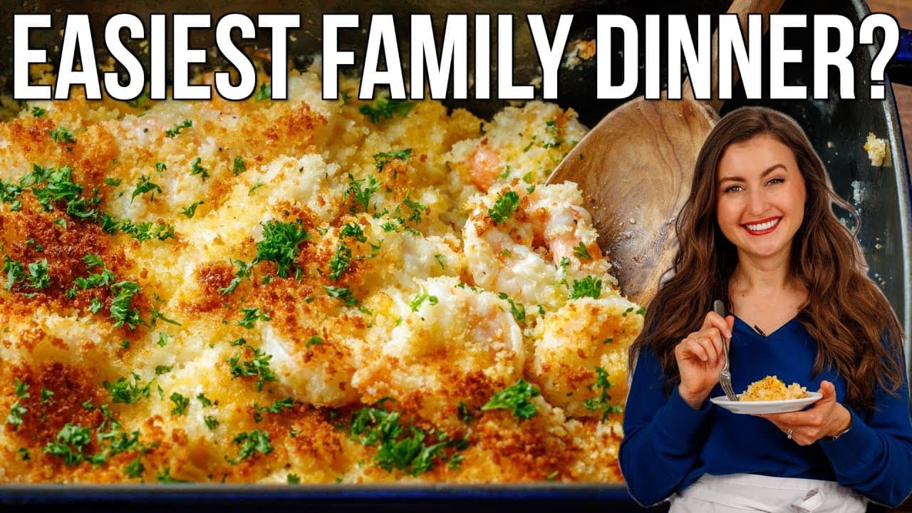 Video thumbnail: Quick & Easy Shrimp Casserole – Family Favorite!