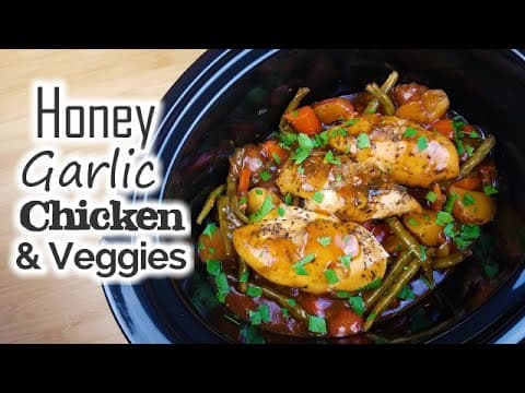 Video thumbnail: Slow Cooker Honey Garlic Chicken & Veggies - What's For Din'? - Courtney Budzyn - Recipe 65