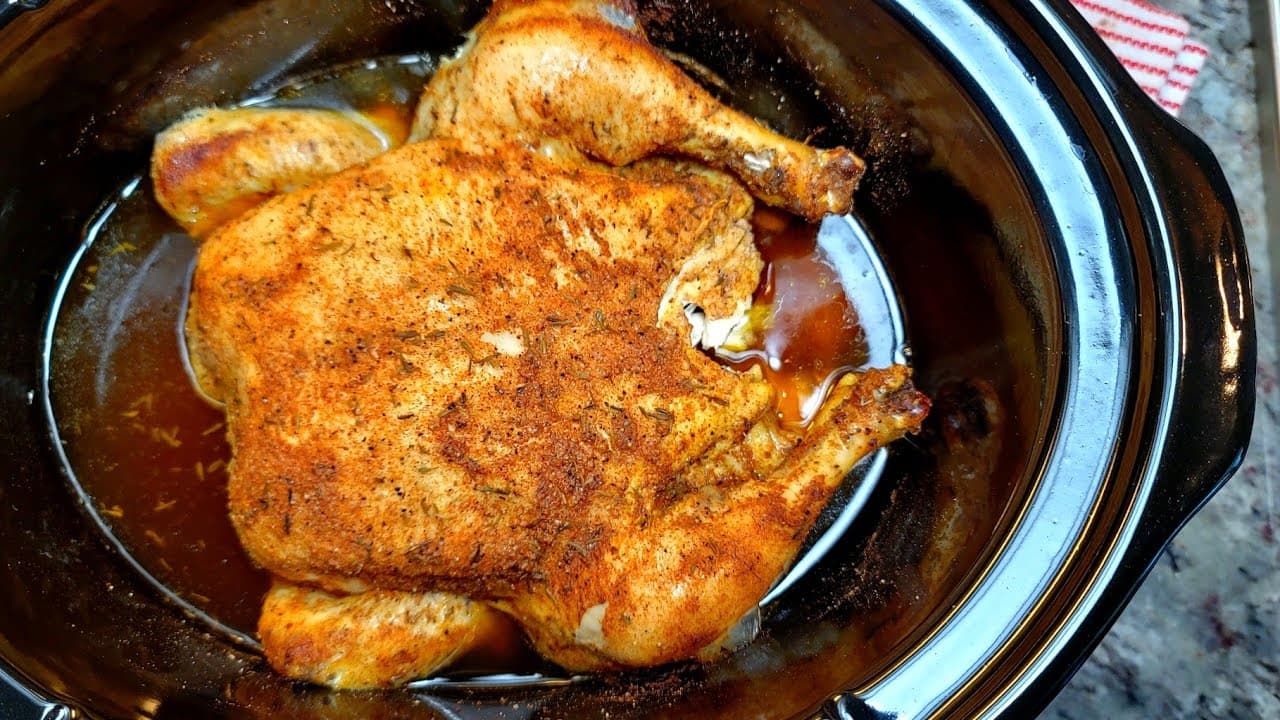 Video thumbnail: Cooking a whole chicken in the Crockpot | Slow Cooker Recipes