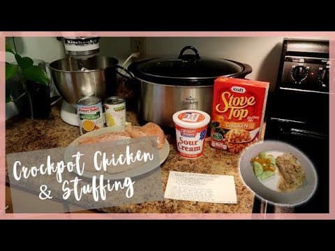 Video thumbnail: Crockpot Chicken with Stuffing | Easy Slow Cooker Dinner