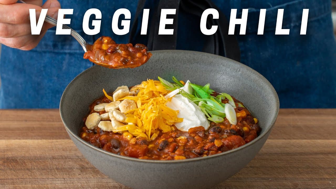 Video thumbnail: Quick Vegetarian Chili (You Won't Miss the Meat) | WEEKNIGHTING